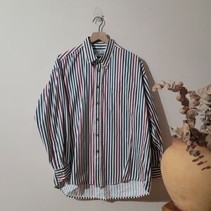 Vintage 90s Streetwear Striped Button-Up Shirt Indie Grunge Sz L Cotton